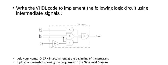 Solved • Write The VHDL Code To Implement The Following | Chegg.com