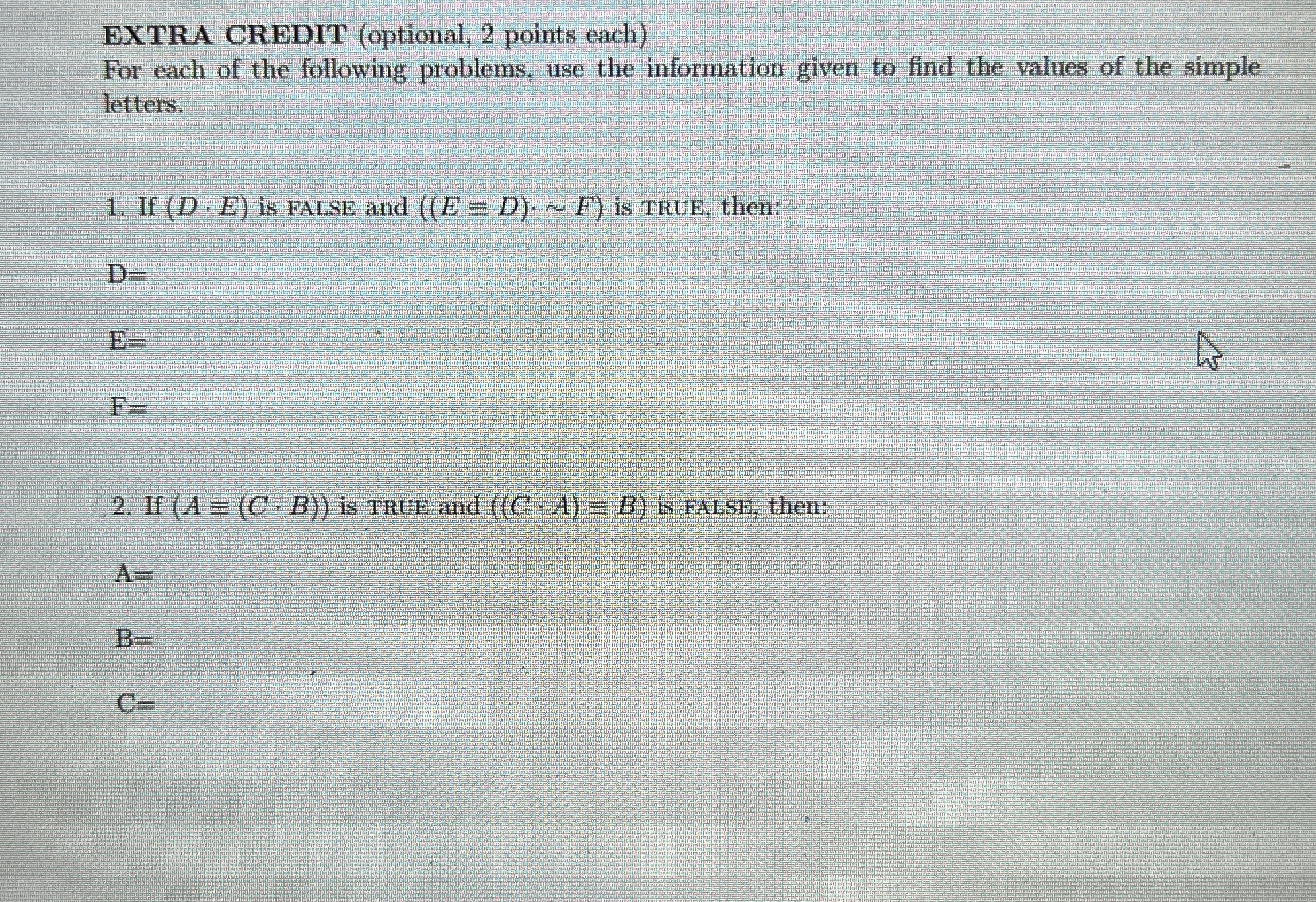 EXTRA CREDIT (optional, 2 ﻿points each)For each of | Chegg.com