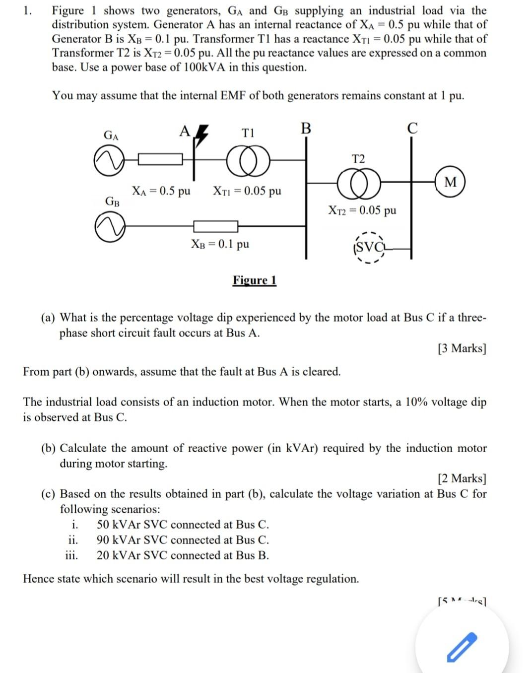 1 Figure 1 Shows Two Generators Ga And Gb Supplying Chegg Com