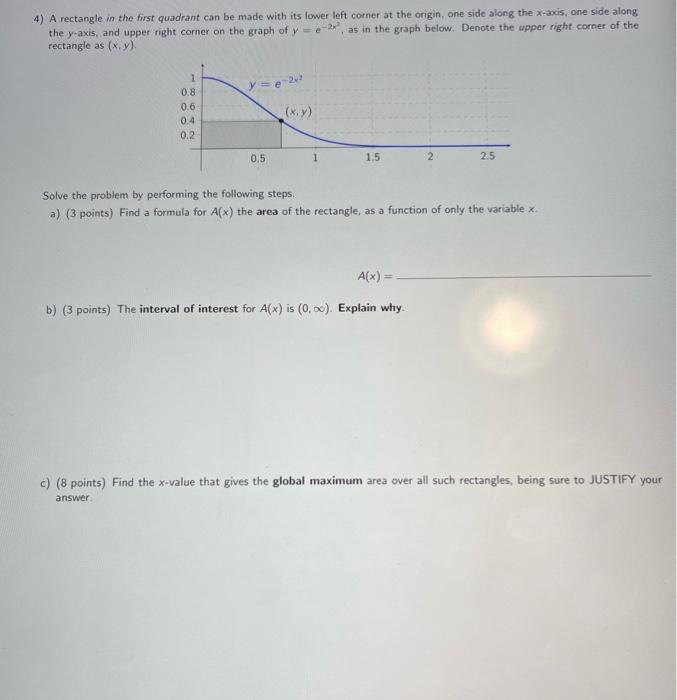 Solved 4) A rectangle in the first quadrant can be made with | Chegg.com