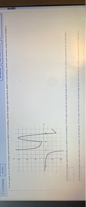 Solved 1. (-/2 Points) DETAILS Use the graph of to find the | Chegg.com