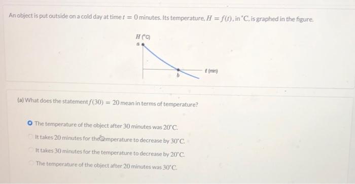 Solved An object is put outside on a cold day at timet = 0 | Chegg.com