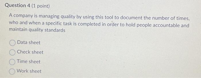 Solved Question 3 (1 point) The college is using a visual | Chegg.com