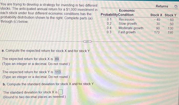 Solved You are trying to develop a strategy for investing in | Chegg.com