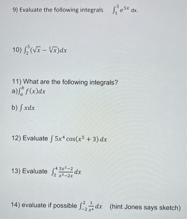 Solved 9 Evaluate The Following Integrals Sex Dx 10 S V 3085