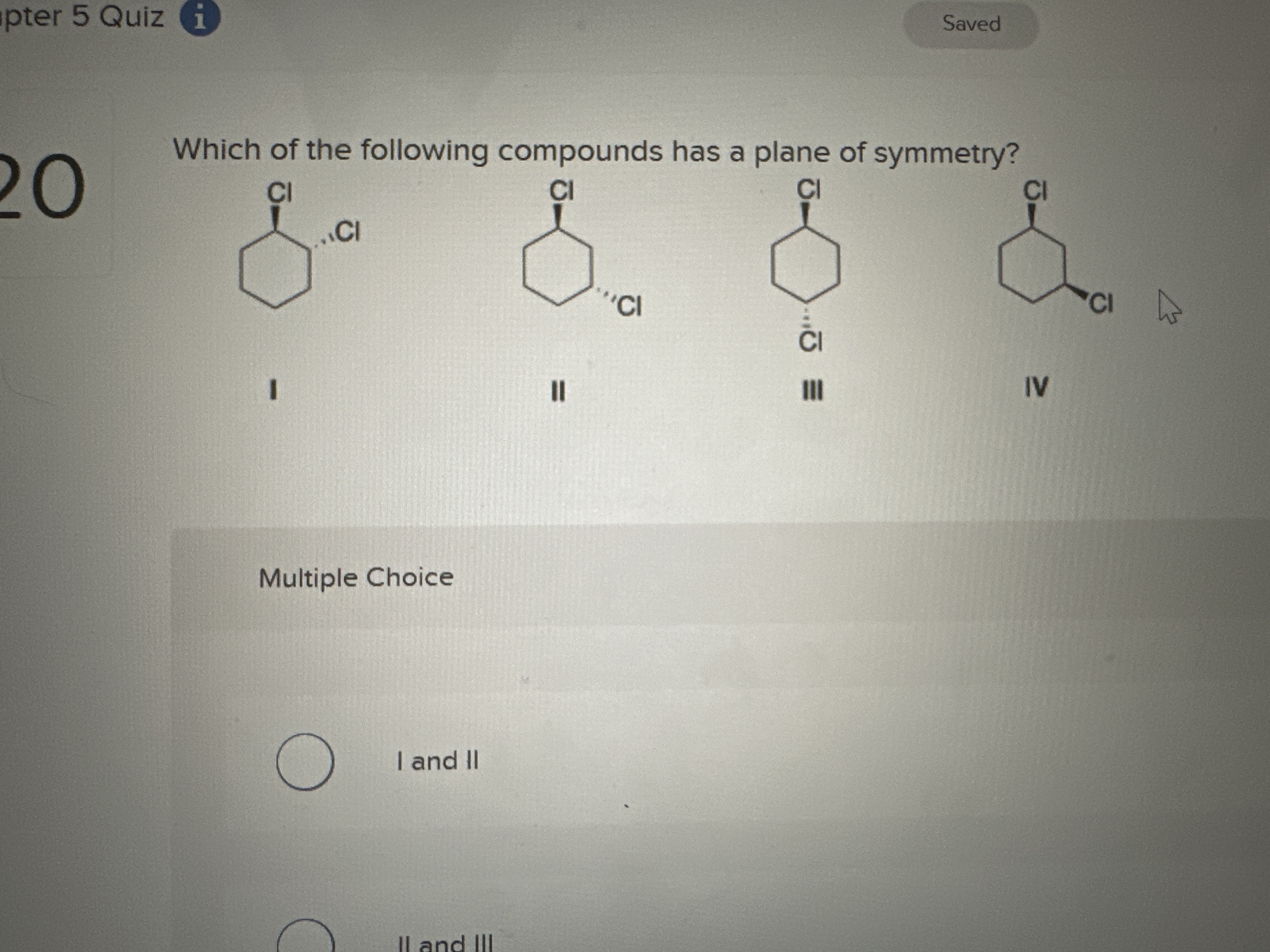 Solved Which of the following compounds has a plane of | Chegg.com