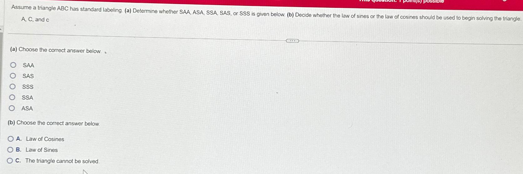 Solved A,C, ﻿and c(a) ﻿Choose the correct answer | Chegg.com