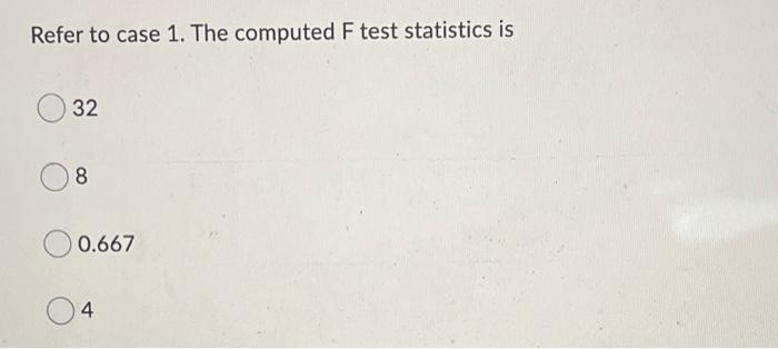 Solved Case 1 The following is part of an ANOVA table that
