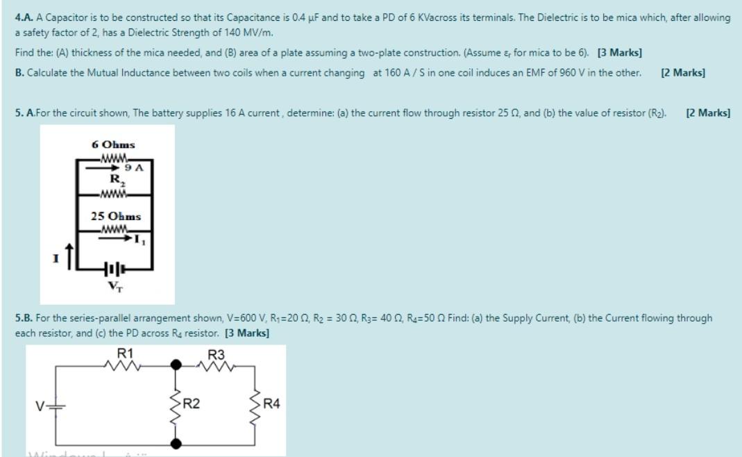 Solved 4.A. A Capacitor is to be constructed so that its | Chegg.com