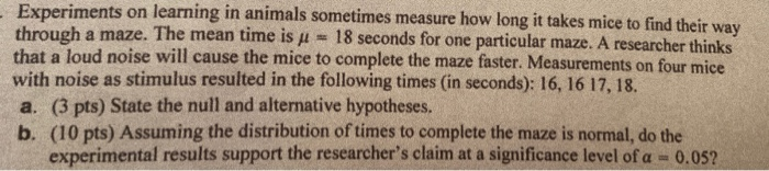 experiments on learning in animals sometimes measure