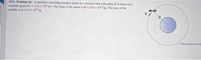 Solved (5\%) Problem 16: A Satellite Is Traveling Around A | Chegg.com