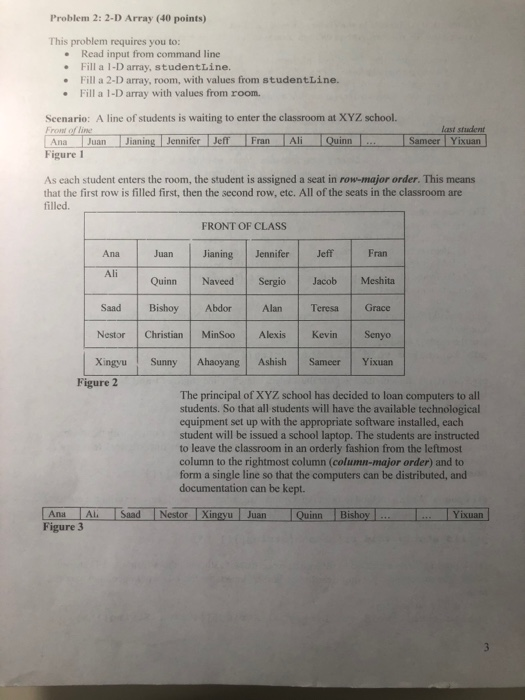 Solved Problem 2: 2-D Array (40 points) This problem | Chegg.com