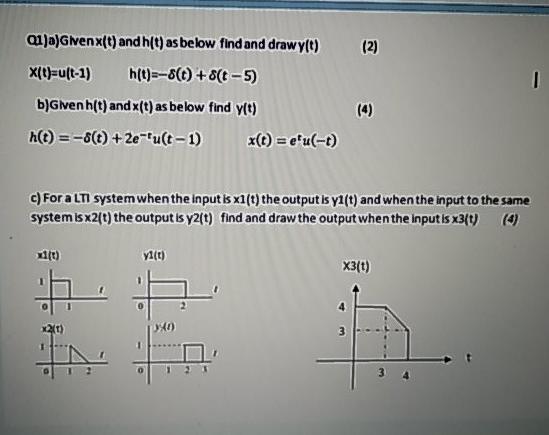 Solved 2 Q A Givenx T And H T As Below Find And Drawy Chegg Com