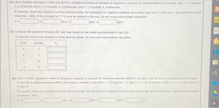 Solved Consider The Following Time Series Data. Quarter Year | Chegg.com