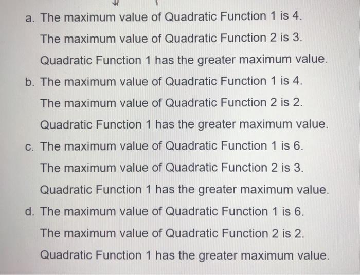 Solved 1 point 11. Find the maximum value of each quadratic | Chegg.com