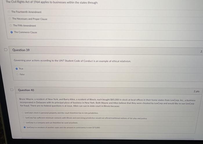 Solved The Civil Rights Act of 1964 applies to businesses | Chegg.com