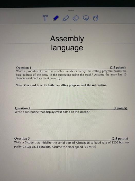 T Assembly language Question 1 (2.5 points) Write a | Chegg.com