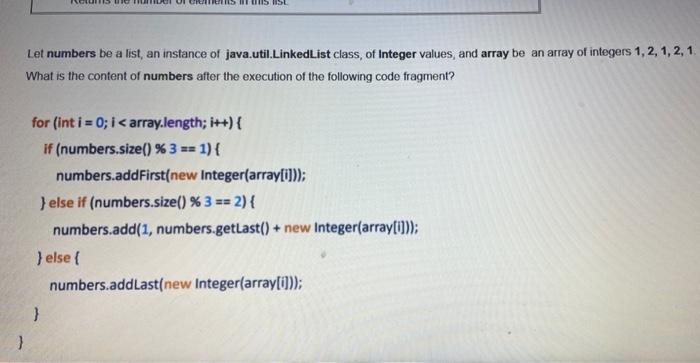 Solved Summary of the methods of java.util.LinkedList | Chegg.com