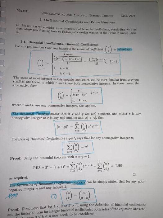 Solved 1.3 Show, using the definition of binomial | Chegg.com