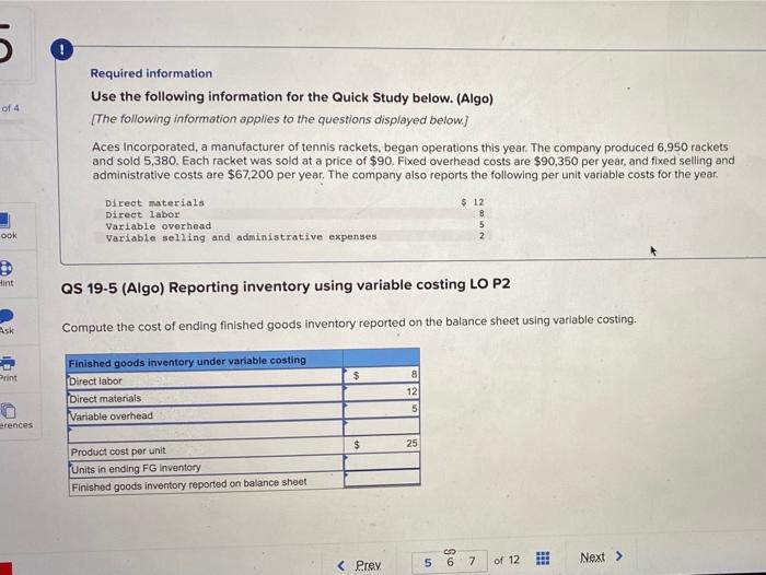 Solved Of 4 Required Information Use The Following | Chegg.com