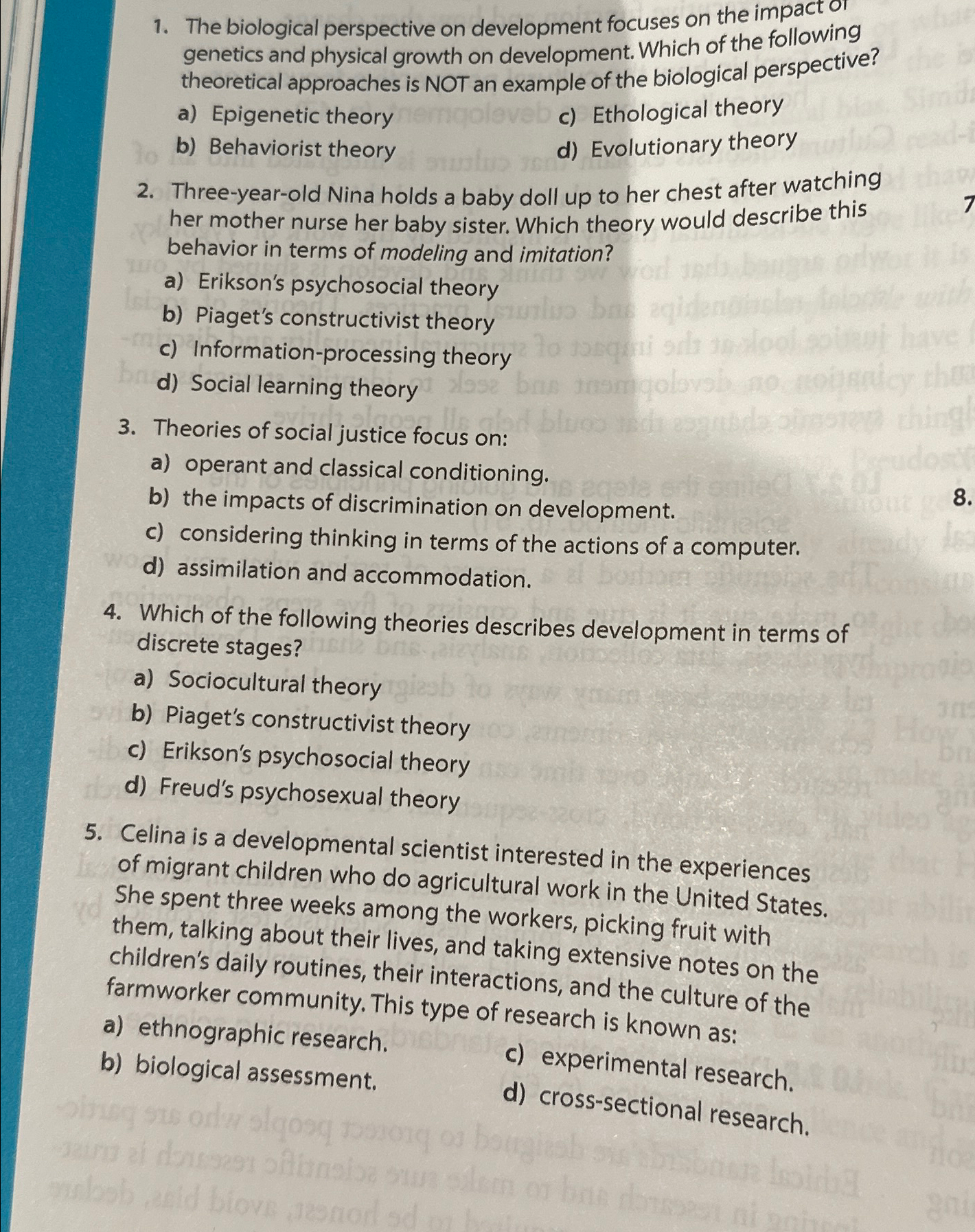 Solved The biological perspective on development focuses on