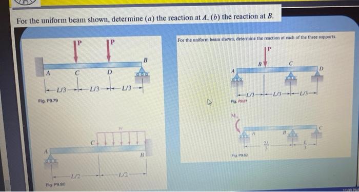 Solved For The Uniform Beam Shown, Determine (a) The | Chegg.com