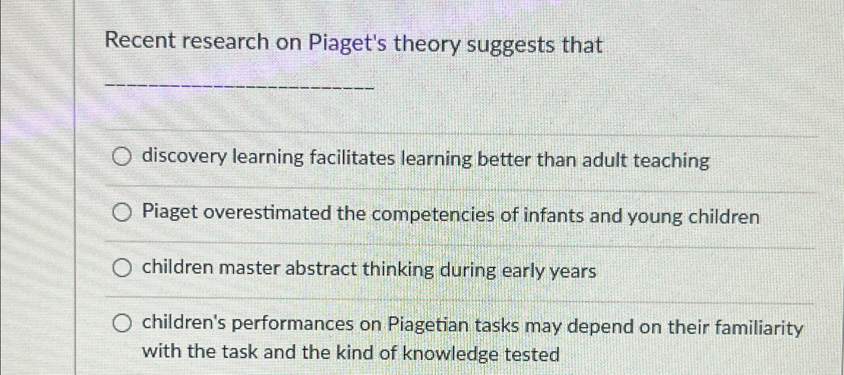 Piaget discovery cheap learning