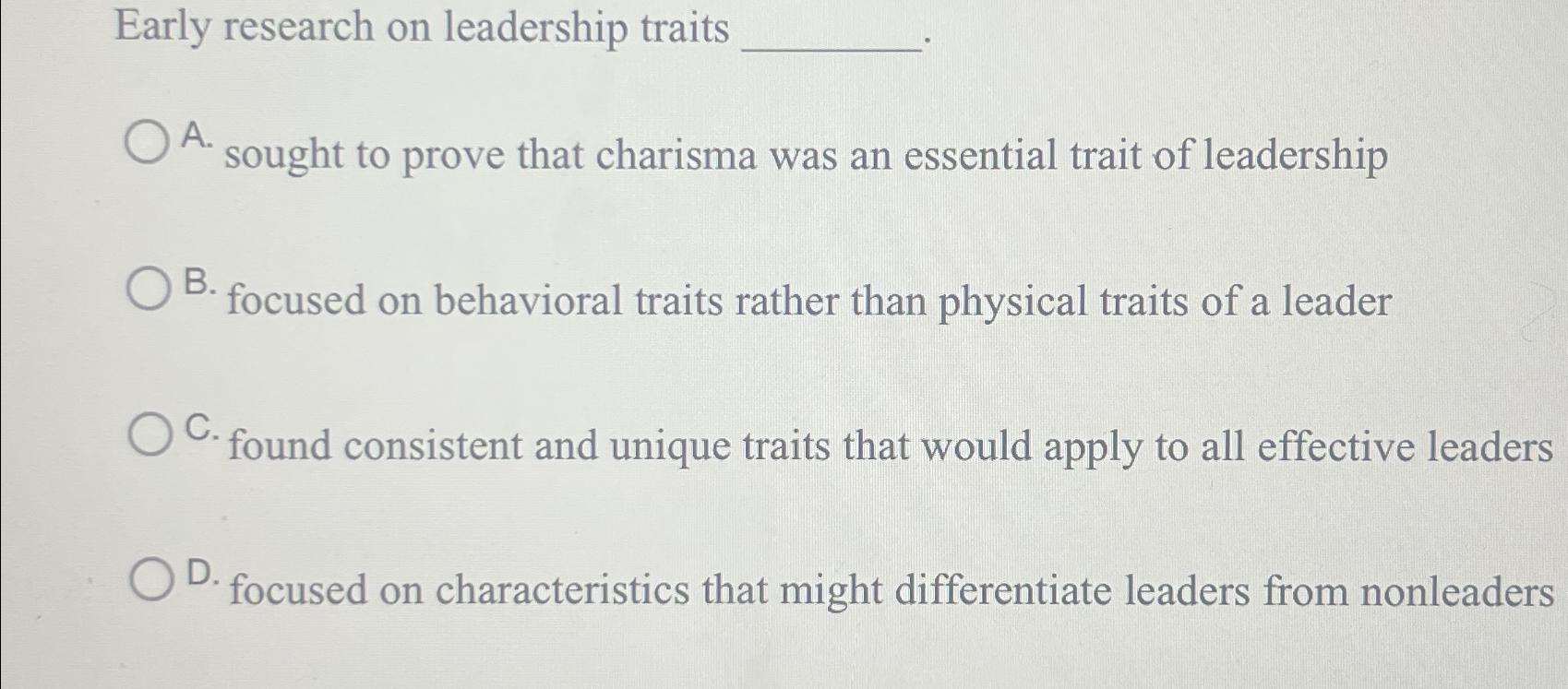 early research on leadership traits