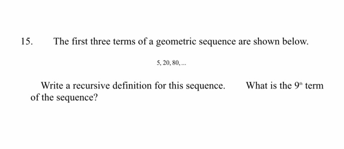 Solved 15. The first three terms of a geometric sequence are | Chegg.com