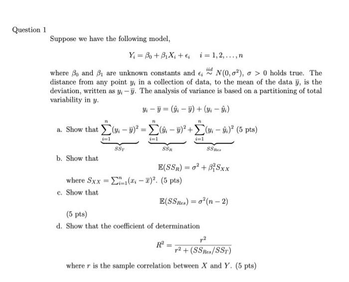 Solved Question 1 Suppose we have the following model, a. | Chegg.com