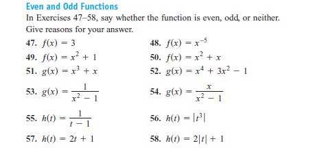 Solved Even and Odd FunctionsIn Exercises 47-58, ﻿say | Chegg.com
