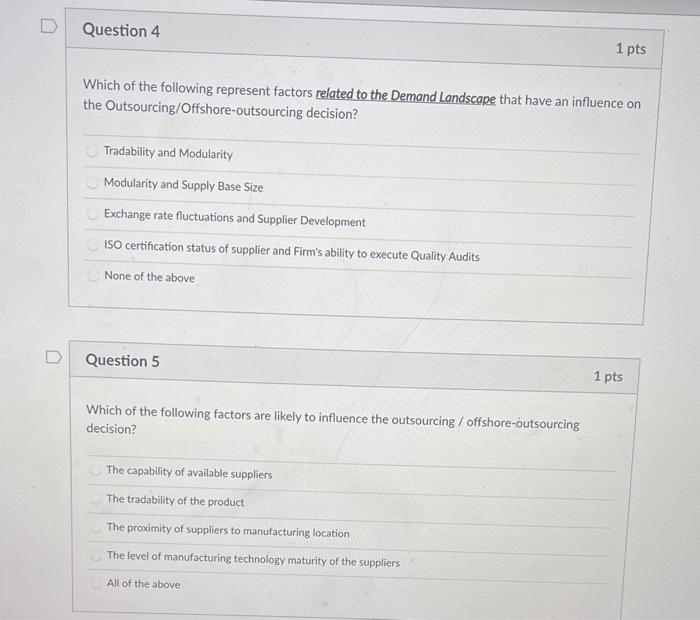 Solved D Question 4 1 pts Which of the following represent | Chegg.com