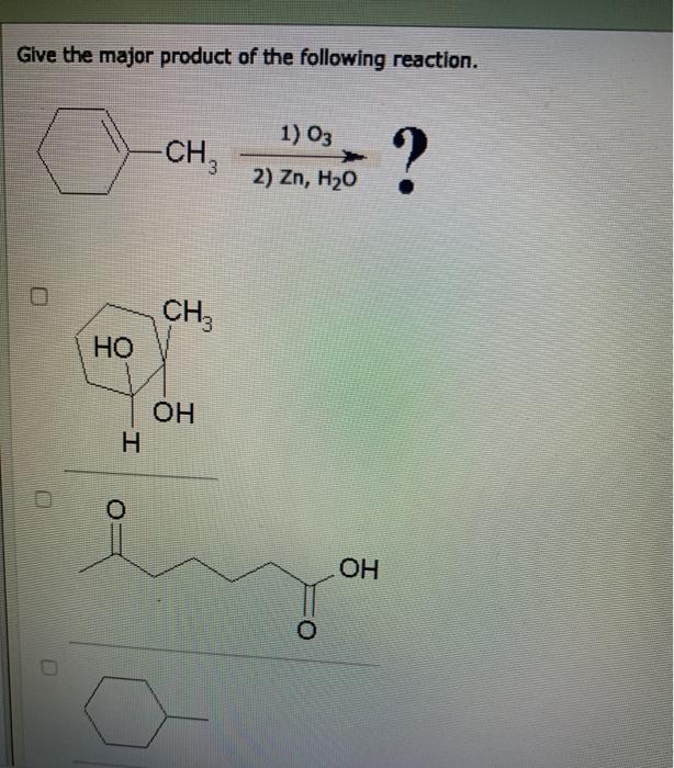 Solved Give The Major Product Of The Following Reaction. 1) | Chegg.com