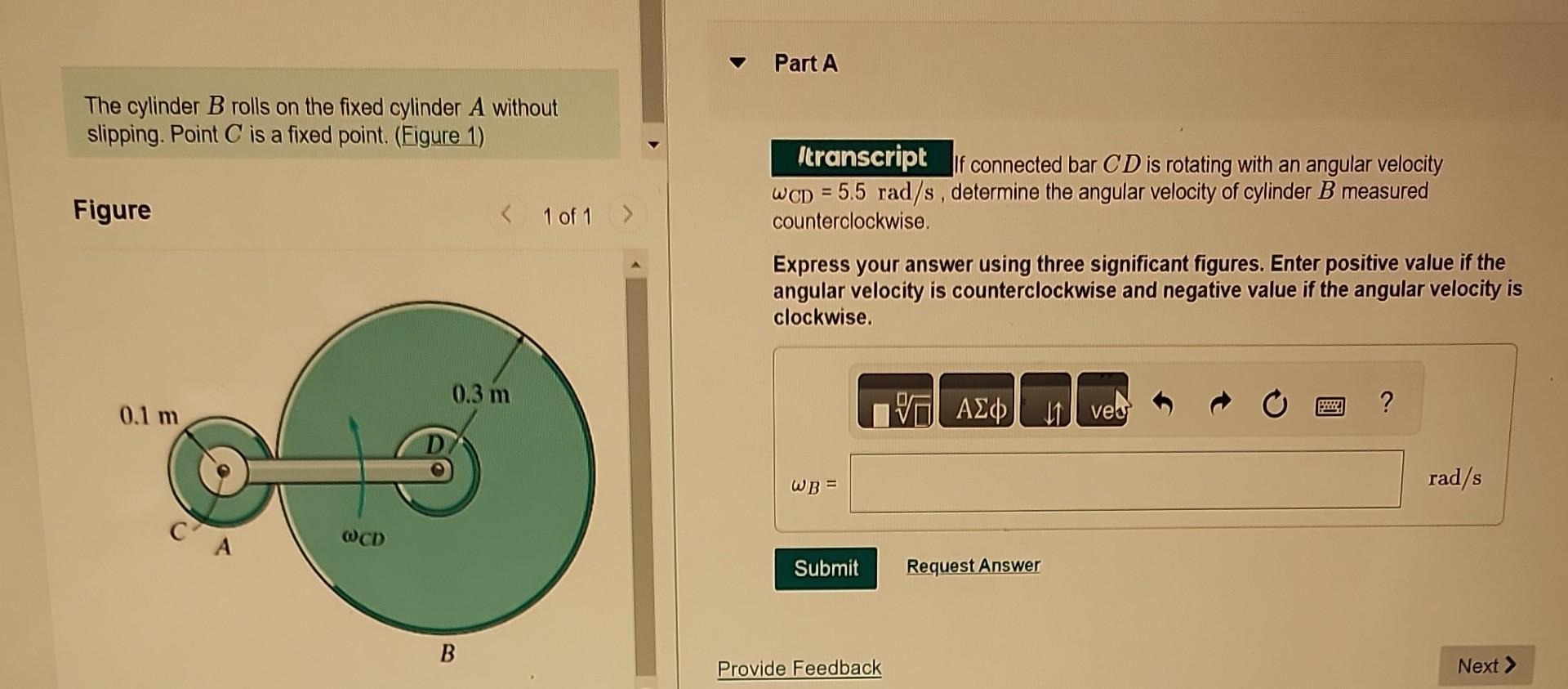 Solved The Cylinder B Rolls On The Fixed Cylinder A Without | Chegg.com