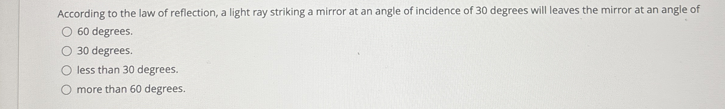 Solved According to the law of reflection, a light ray | Chegg.com