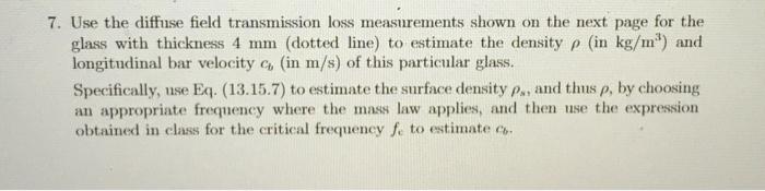 Solved 7. Use the diffuse field transmission loss | Chegg.com