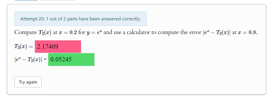 Solved Attempt 12: 1 ﻿out of 2 ﻿parts have been answered | Chegg.com