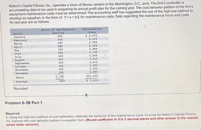 Solved Nation's Capital Fitness, Inc., operates a chain of | Chegg.com