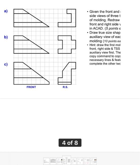 Solved a) b) . Given the front and side views of three t of | Chegg.com