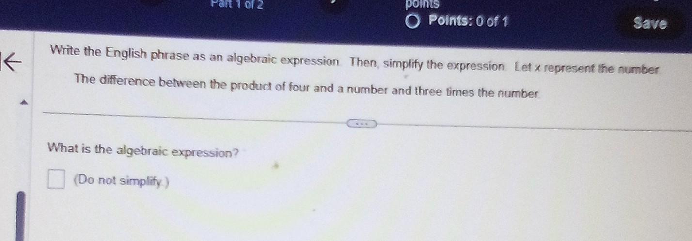 Solved Write the English phrase as an algebraic expression. | Chegg.com