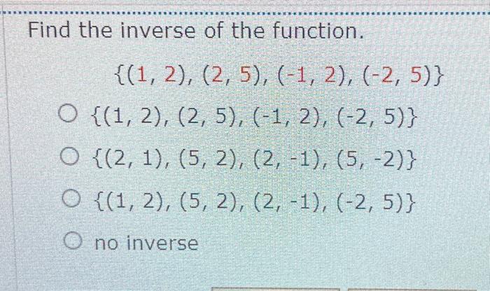 Solved Find the inverse of the function. | Chegg.com