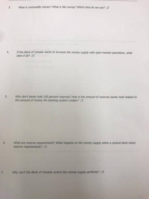 Solved 3 What Is Commodity Money Fiat Wh Fiat Money