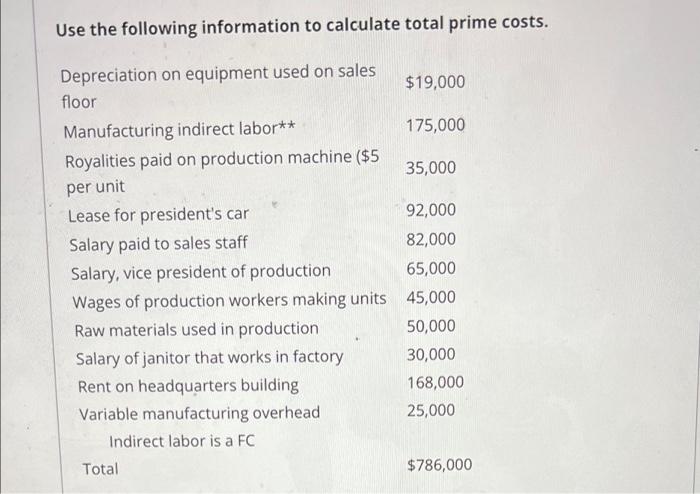 Solved Your Company Has Provided The Following Production | Chegg.com