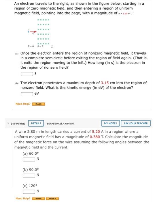 Solved An electron travels to the right, as shown in the | Chegg.com