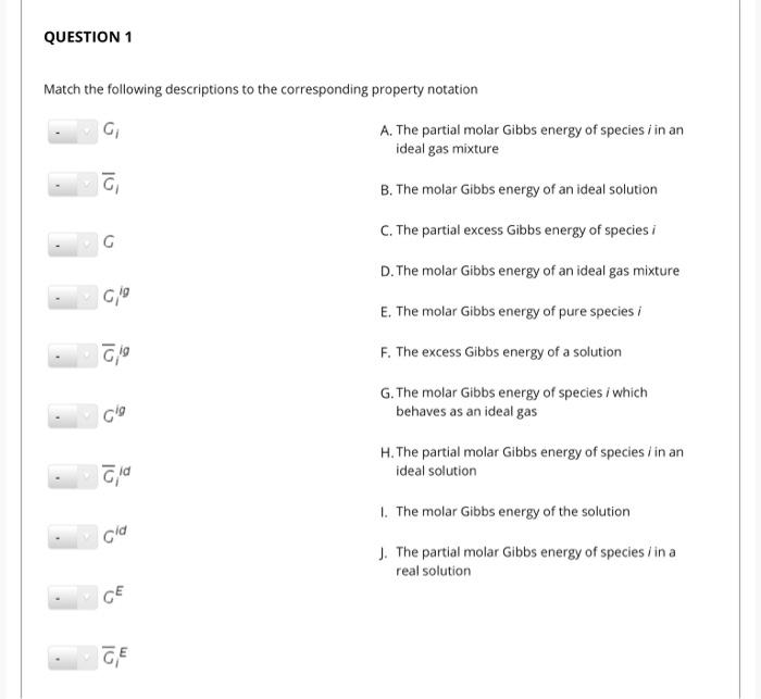 Solved QUESTION 1 Match the following descriptions to the | Chegg.com