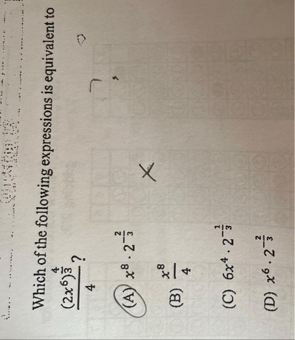 Solved 4 Which of the following expressions is equivalent to | Chegg.com