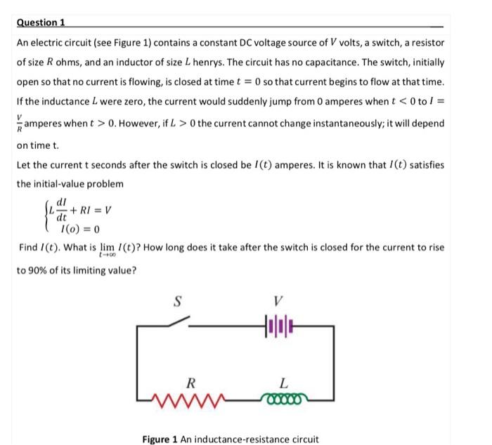 Solved An electric circuit (see Figure 1) contains a | Chegg.com