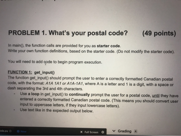 Solved PROBLEM 1. What's your postal code? (49 points) In | Chegg.com