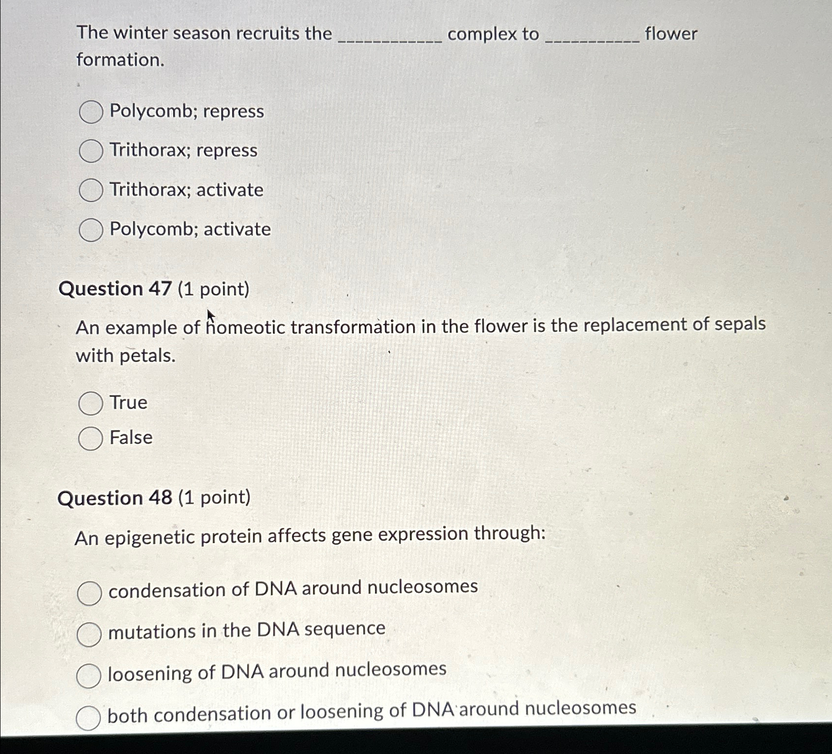 Solved The winter season recruits the complex to flower | Chegg.com