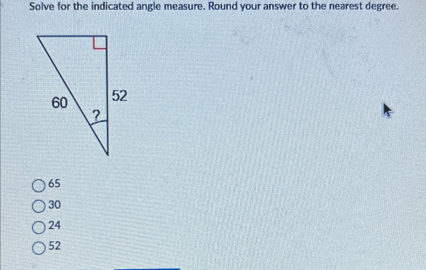 Solved Solve for the indicated angle measure. Round your | Chegg.com